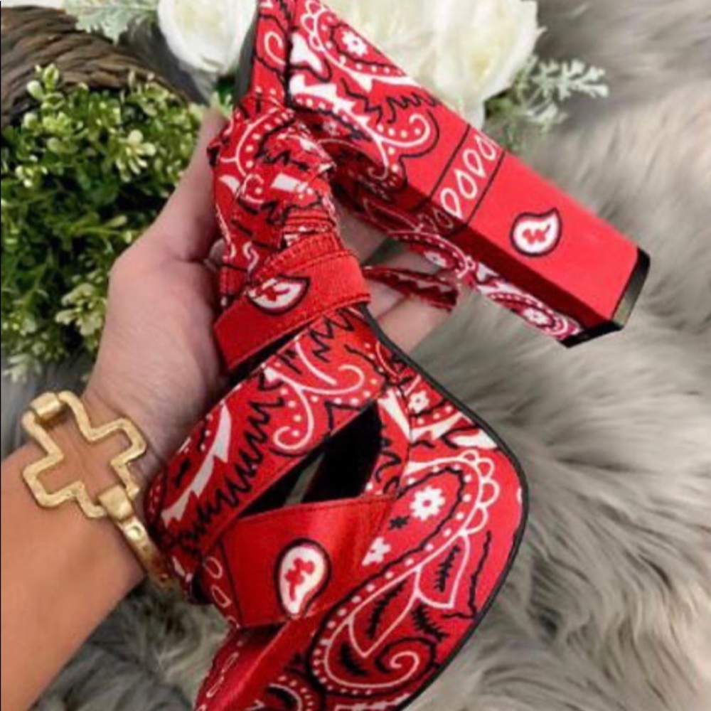 Red bandana heels
